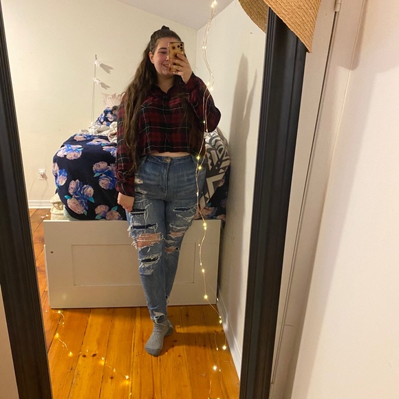 F21 CROPPED FLANNEL - Picture 2 of 2